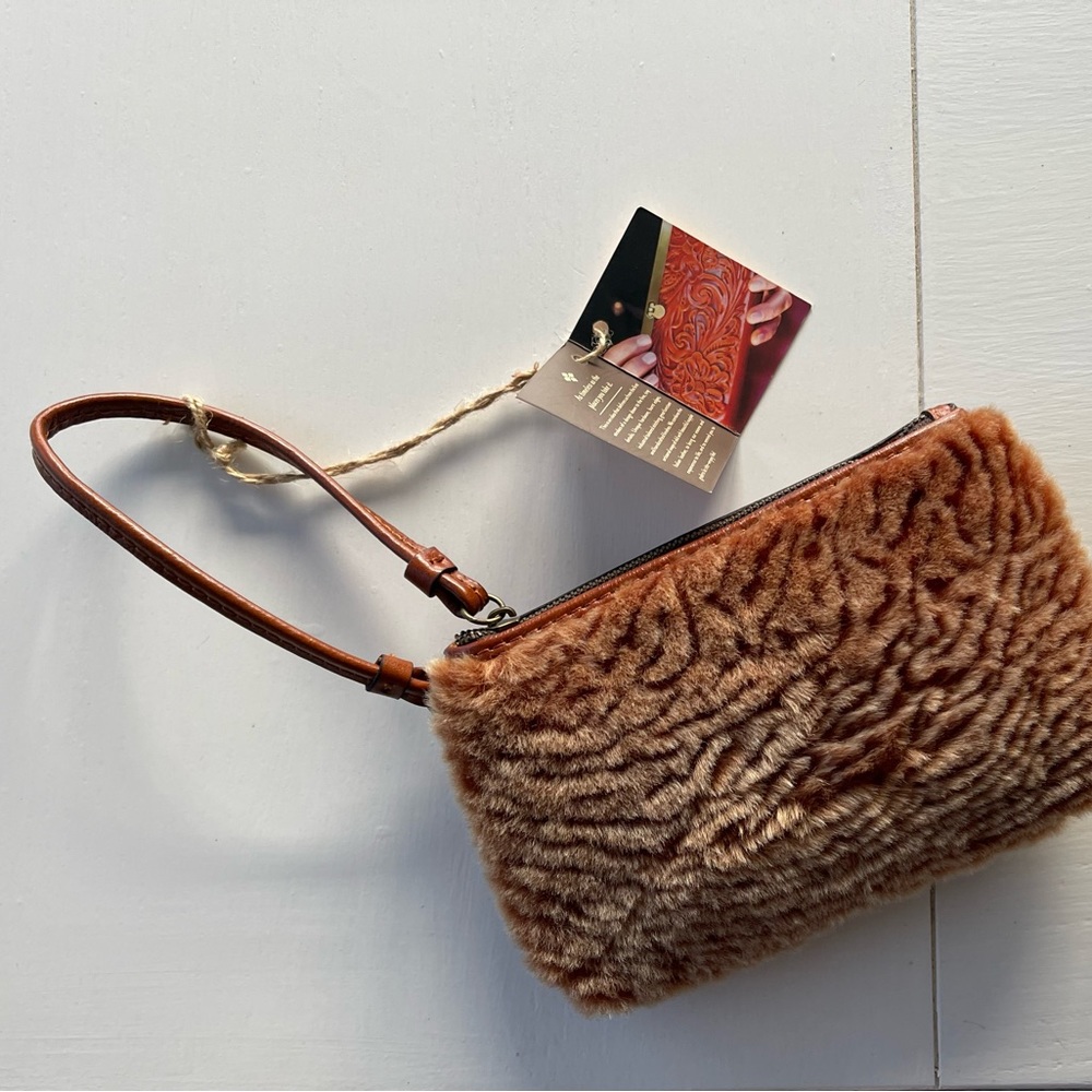 Sherpa Leather Wristlet Handbag NWT